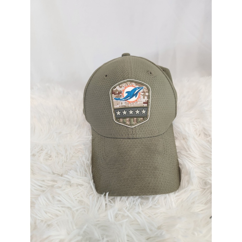 New Era Miami Dolphins Salute to Service 39THIRTY Hat Olive Green M/L NFL Cap